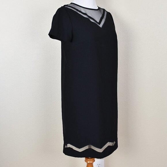 Tahari Arthur S. Levine Mesh Stripe Cut Out Black Dress 10 - Picture 7 of 8